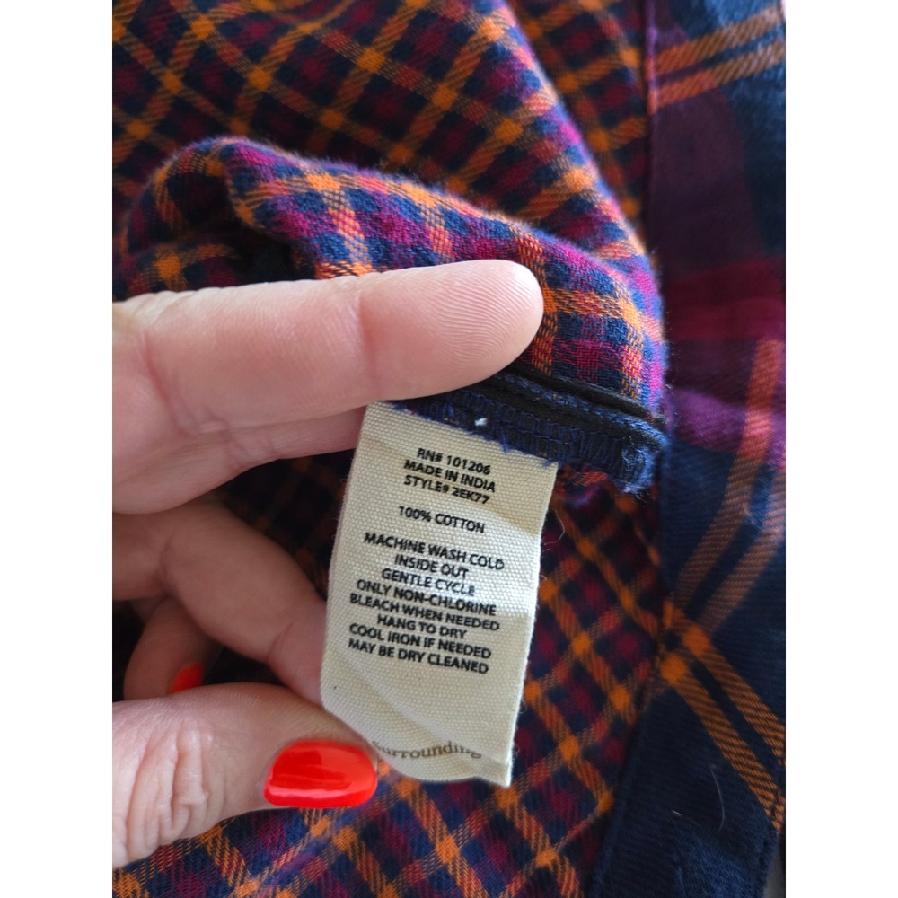 Soft Surroundings Womens XS Plaid Flannel Tunic Top Crochet Lace Trim - Picture 5 of 8